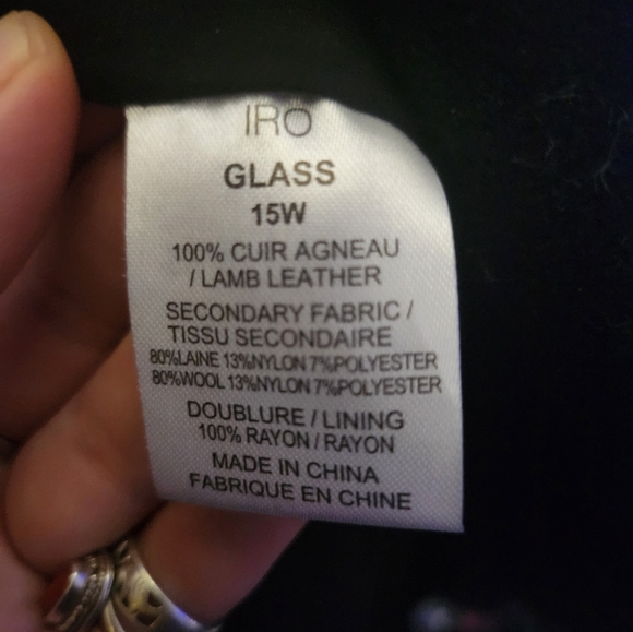 IRO 'Glass' Lamb Leather and Wool Moto Jacket size 40 - Picture 4 of 6